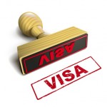 stamp visa with red text over white background
